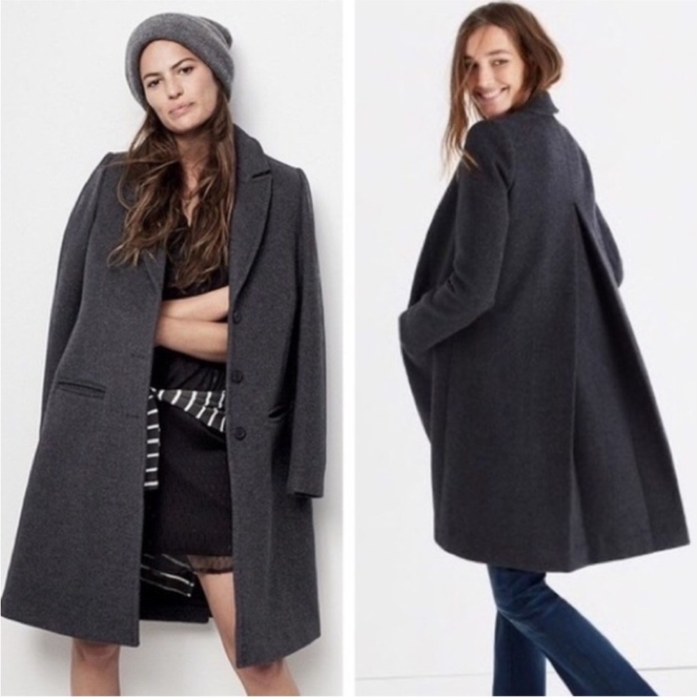 Madewell Teatro Swing Coat Wool Blend in‎ Heather Grey Size 2
